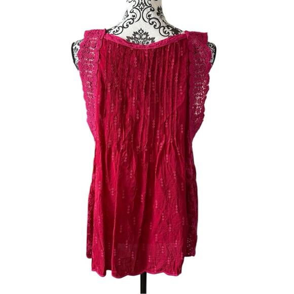 Johnny Was Harper Pink Sleeveless Pleated Tank Blouse size L - Picture 2 of 13